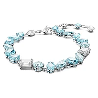 Gema bracelet, Mixed cuts, Blue, Rhodium plated by SWAROVSKI