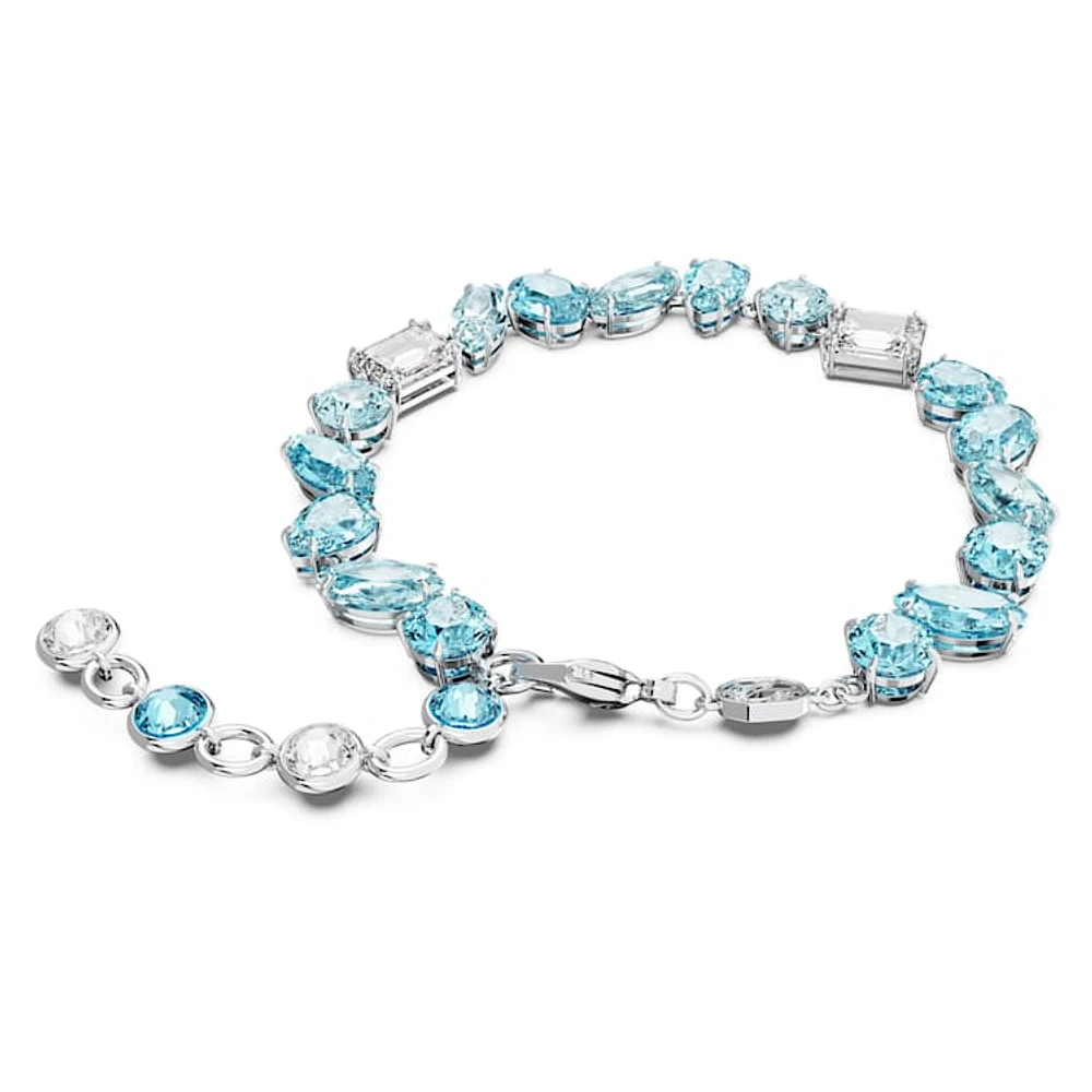 Gema bracelet, Mixed cuts, Blue, Rhodium plated by SWAROVSKI