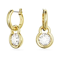 Imber drop earrings, Round cut, White, Gold-tone plated by SWAROVSKI