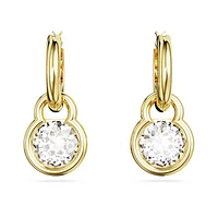 Imber drop earrings, Round cut, White, Gold-tone plated by SWAROVSKI