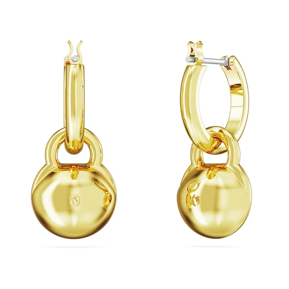 Imber drop earrings, Round cut, White, Gold-tone plated by SWAROVSKI