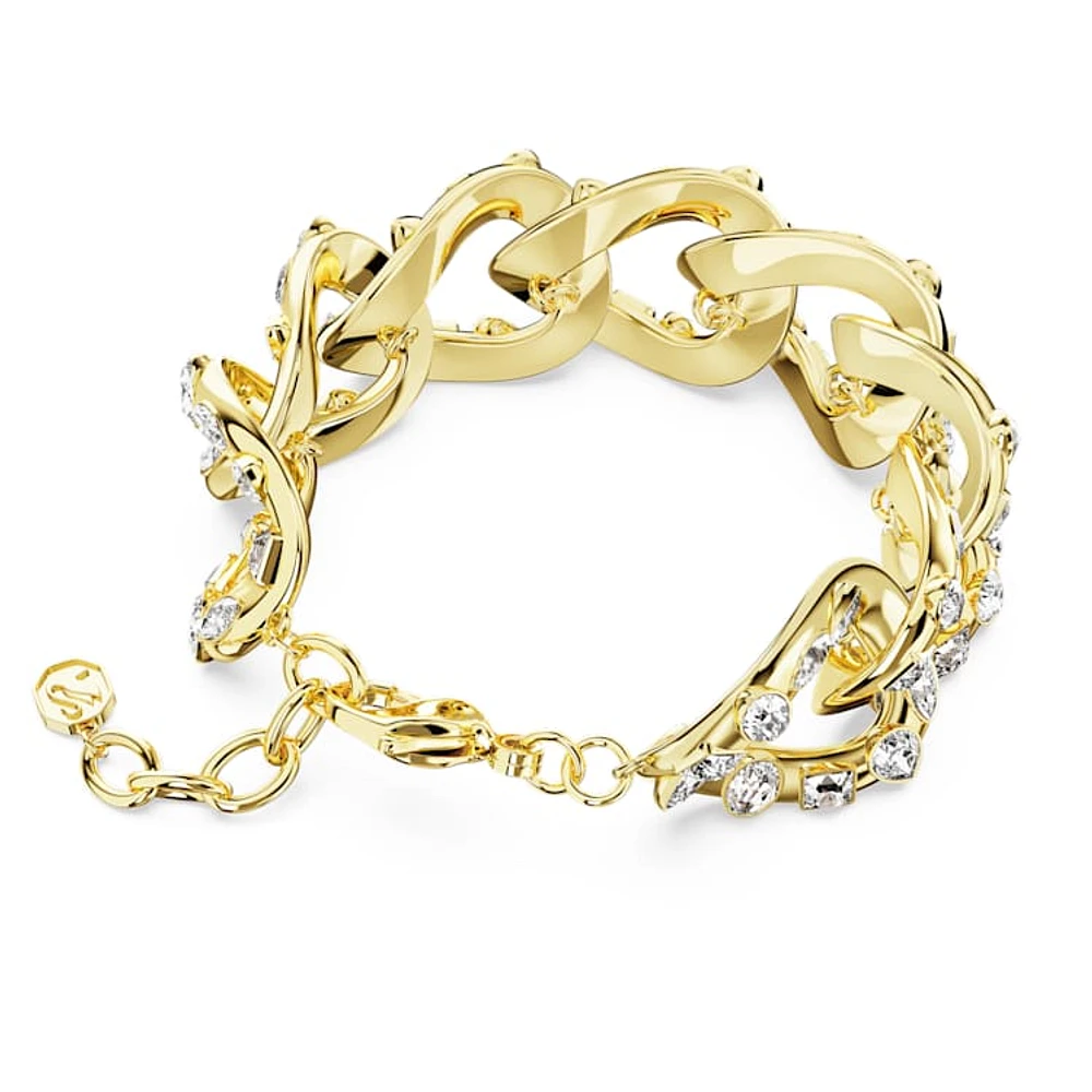 Imber bracelet, Statement, Mixed cuts, White, Gold-tone plated by SWAROVSKI