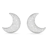 Sublima clip earrings, Moon, White, Rhodium plated by SWAROVSKI