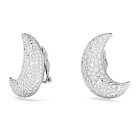 Sublima clip earrings, Moon, White, Rhodium plated by SWAROVSKI