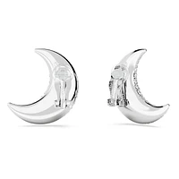 Sublima clip earrings, Moon, White, Rhodium plated by SWAROVSKI