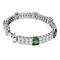 Matrix Tennis bracelet, Mixed cuts, Green, Rhodium plated by SWAROVSKI