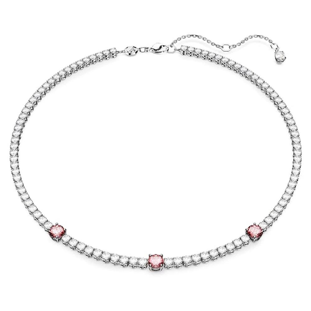 Matrix Tennis necklace, Mixed cuts, Pink, Rhodium plated by SWAROVSKI