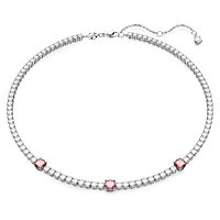 Matrix Tennis necklace, Mixed cuts, Pink, Rhodium plated by SWAROVSKI