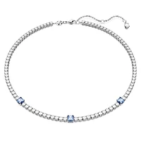 Matrix Tennis necklace, Mixed cuts, Blue, Rhodium plated by SWAROVSKI