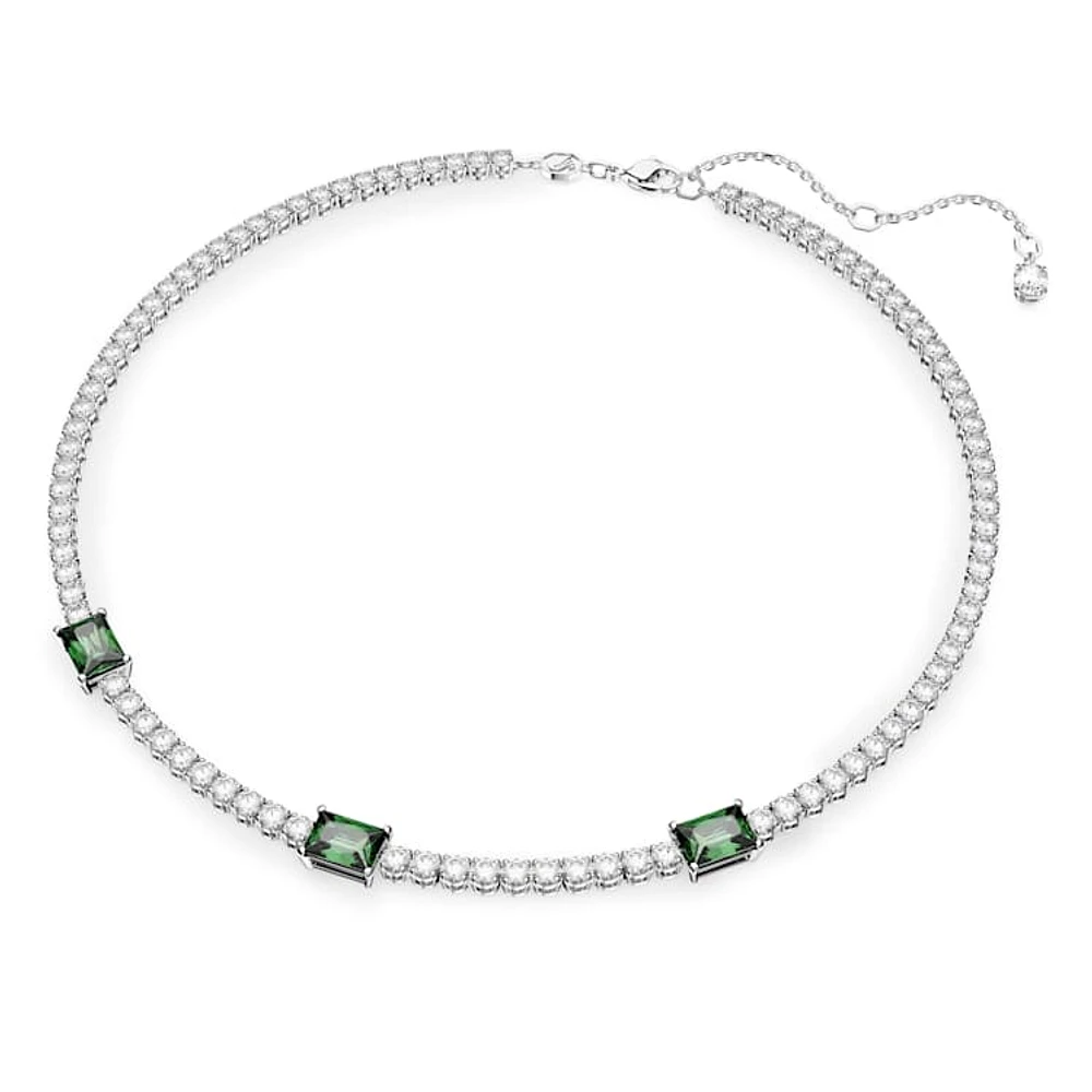 Matrix Tennis necklace, Mixed cuts, Green, Rhodium plated by SWAROVSKI