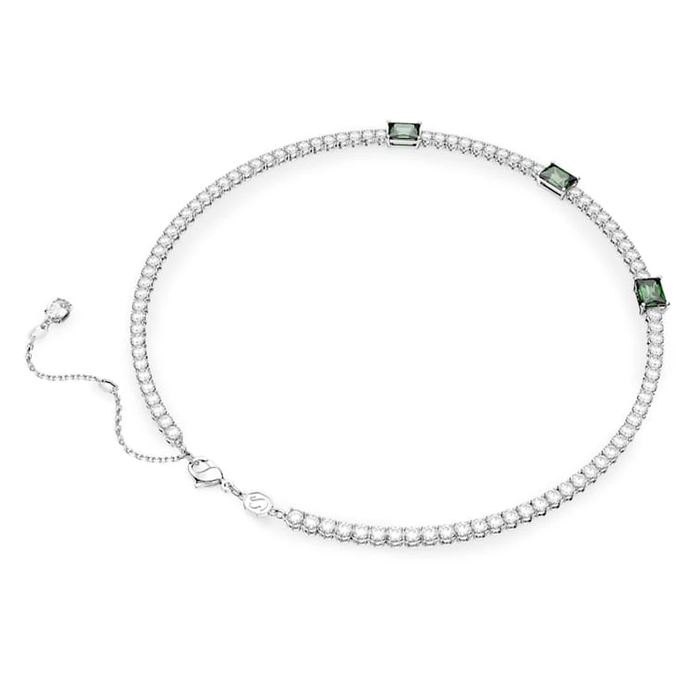 Matrix Tennis necklace, Mixed cuts, Green, Rhodium plated by SWAROVSKI