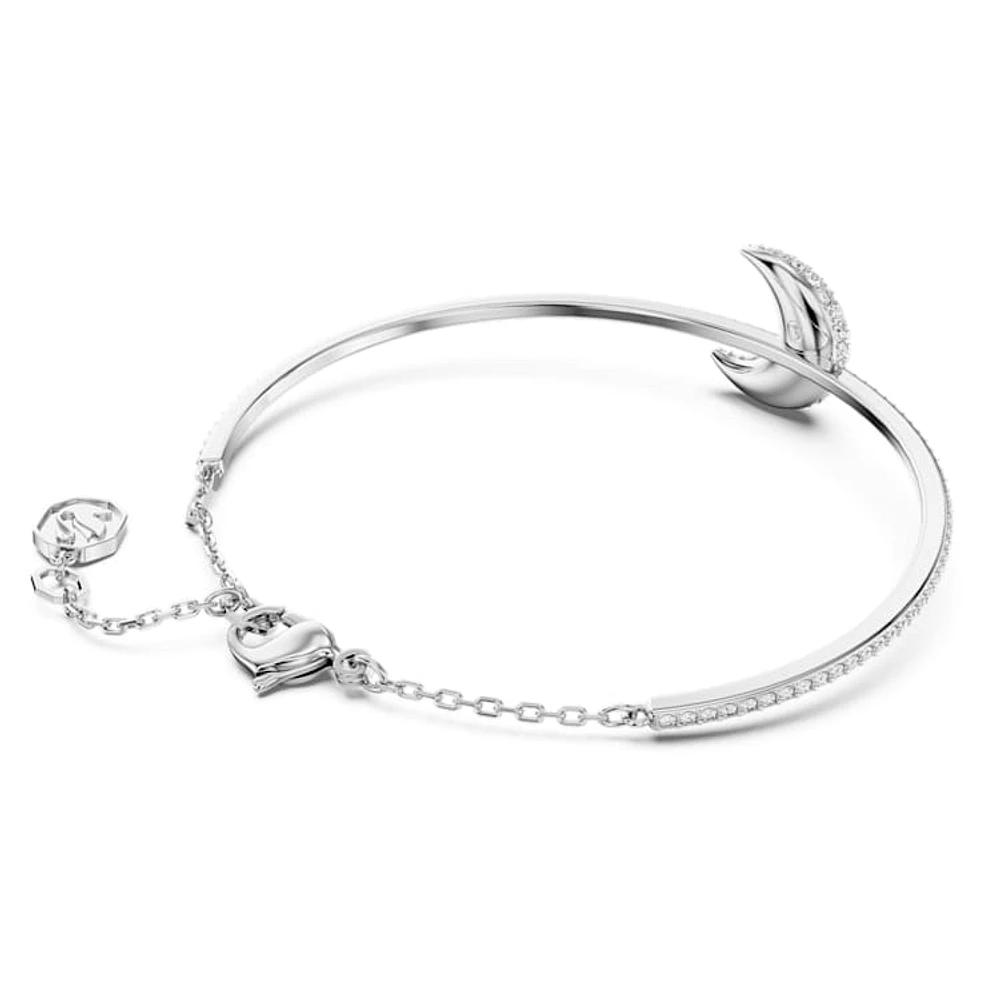 Sublima bangle, Moon, White, Rhodium plated by SWAROVSKI