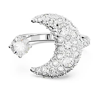 Sublima open ring, Moon, White, Rhodium plated by SWAROVSKI