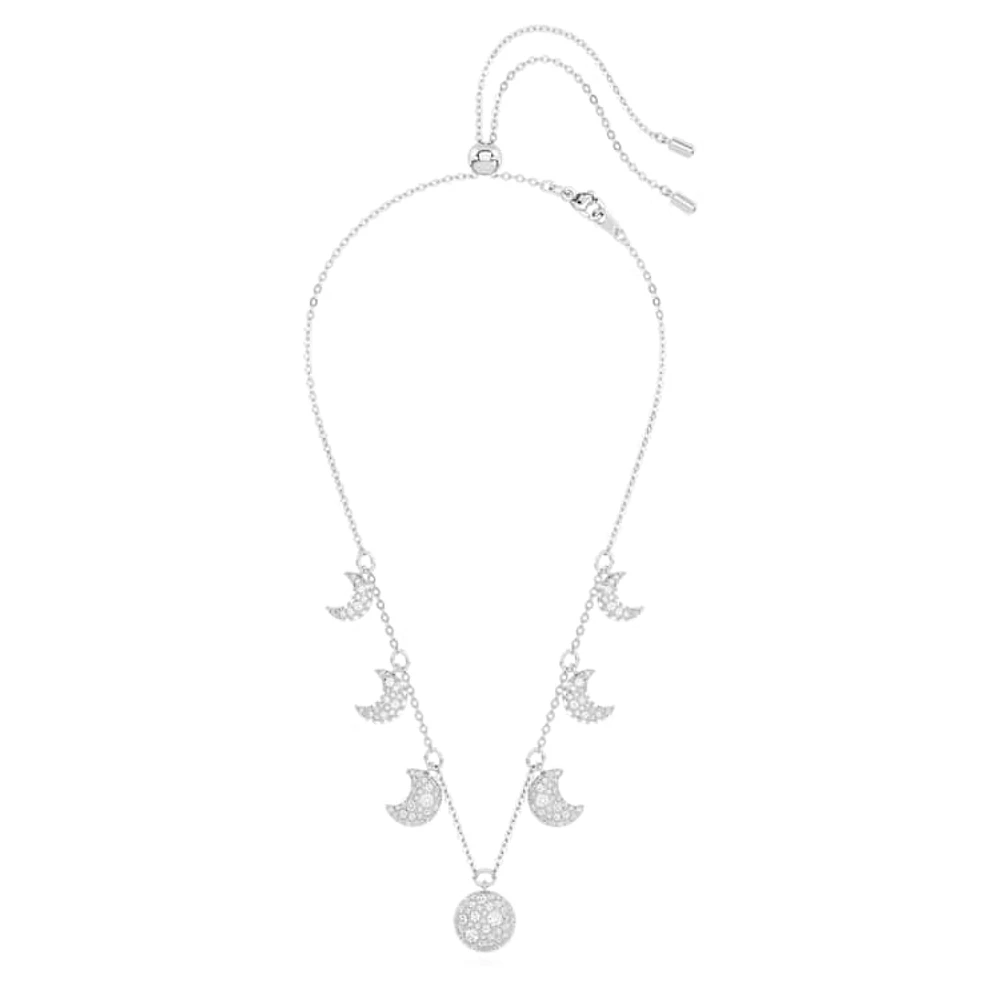 Sublima choker, Moon, White, Rhodium plated by SWAROVSKI