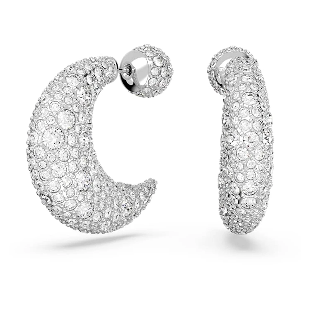 Sublima drop earrings, Moon, White, Rhodium plated by SWAROVSKI