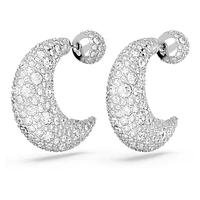 Sublima drop earrings, Moon, White, Rhodium plated by SWAROVSKI