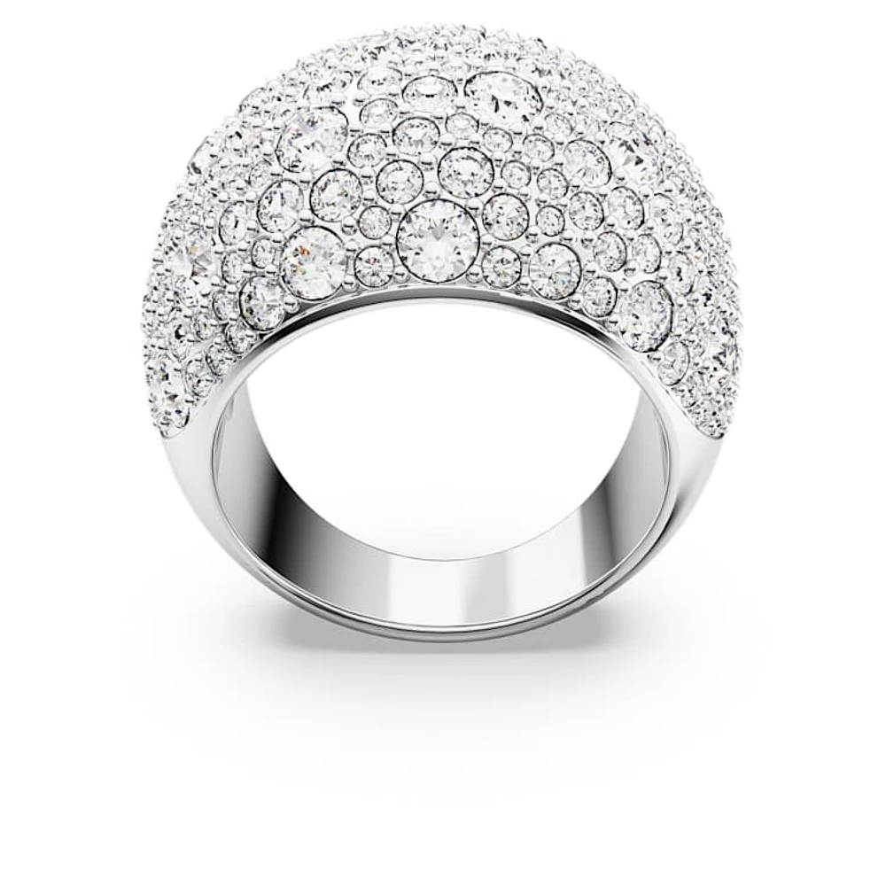 Sublima cocktail ring, Moon, White, Rhodium plated by SWAROVSKI