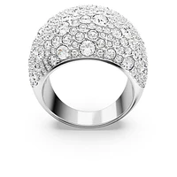 Sublima cocktail ring, Moon, White, Rhodium plated by SWAROVSKI