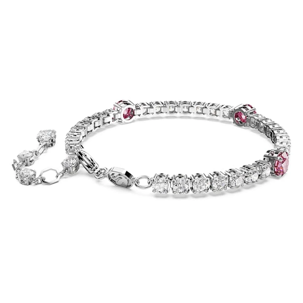 Matrix Tennis bracelet, Mixed cuts, Pink, Rhodium plated by SWAROVSKI