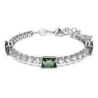 Matrix Tennis bracelet, Mixed cuts, Green, Rhodium plated by SWAROVSKI