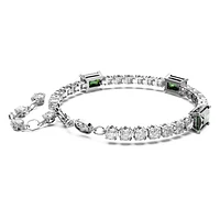 Matrix Tennis bracelet, Mixed cuts, Green, Rhodium plated by SWAROVSKI