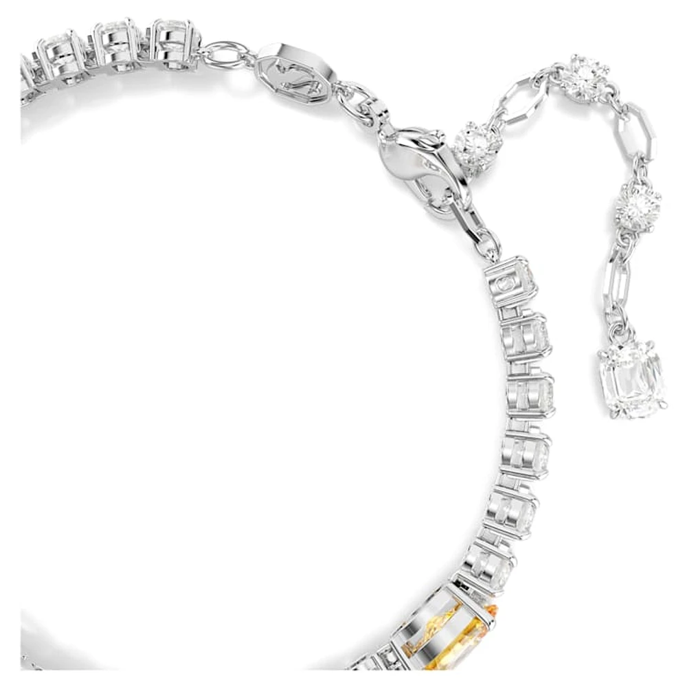 Matrix Tennis bracelet, Mixed cuts, Yellow, Rhodium plated by SWAROVSKI