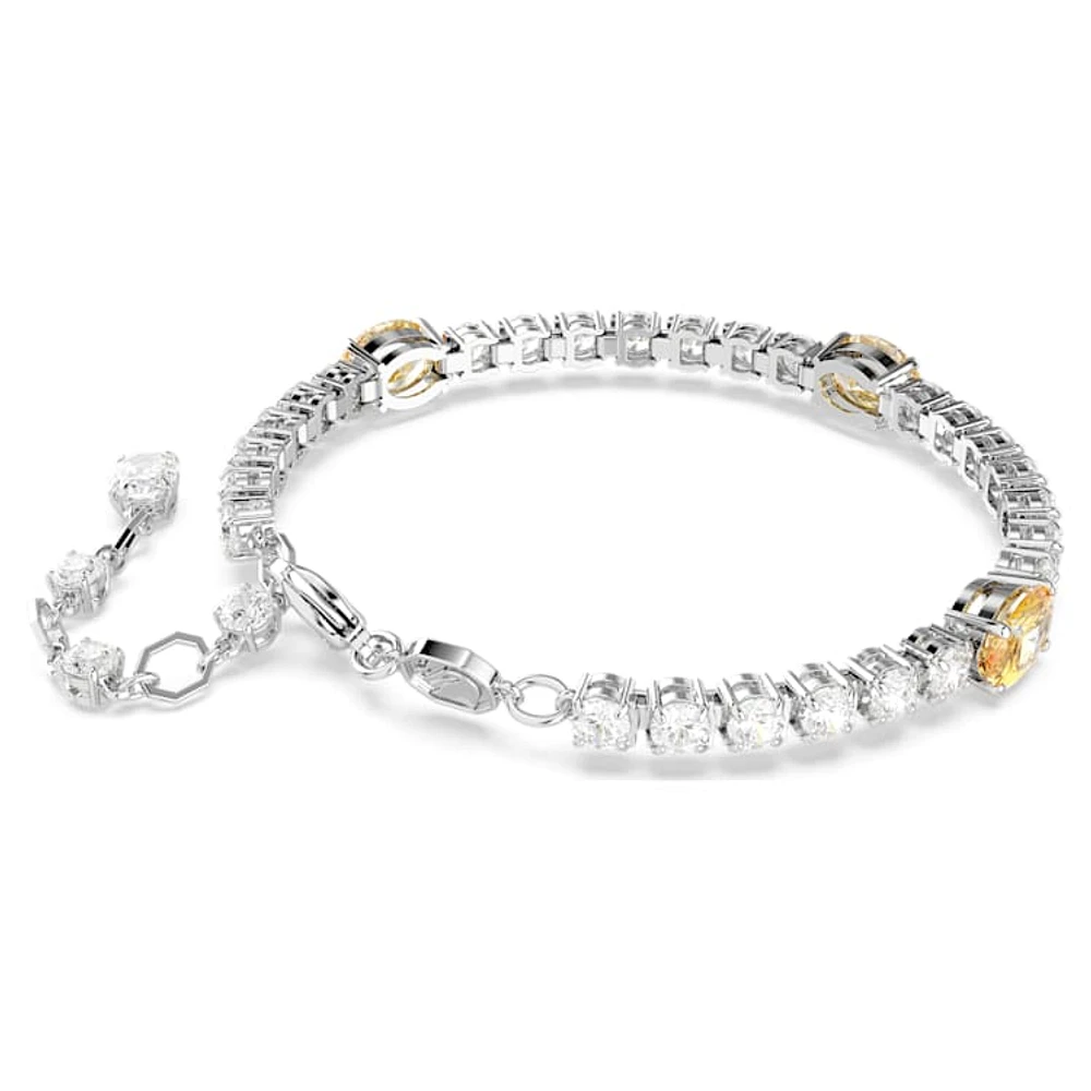 Matrix Tennis bracelet, Mixed cuts, Yellow, Rhodium plated by SWAROVSKI