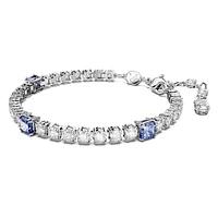 Matrix Tennis bracelet, Mixed cuts, Blue, Rhodium plated by SWAROVSKI