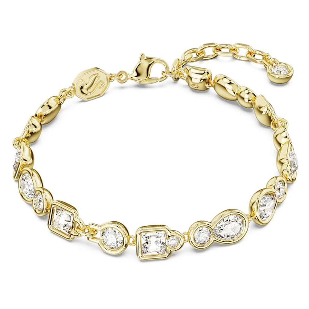 Imber Tennis bracelet, Mixed cuts, White, Gold-tone plated by SWAROVSKI