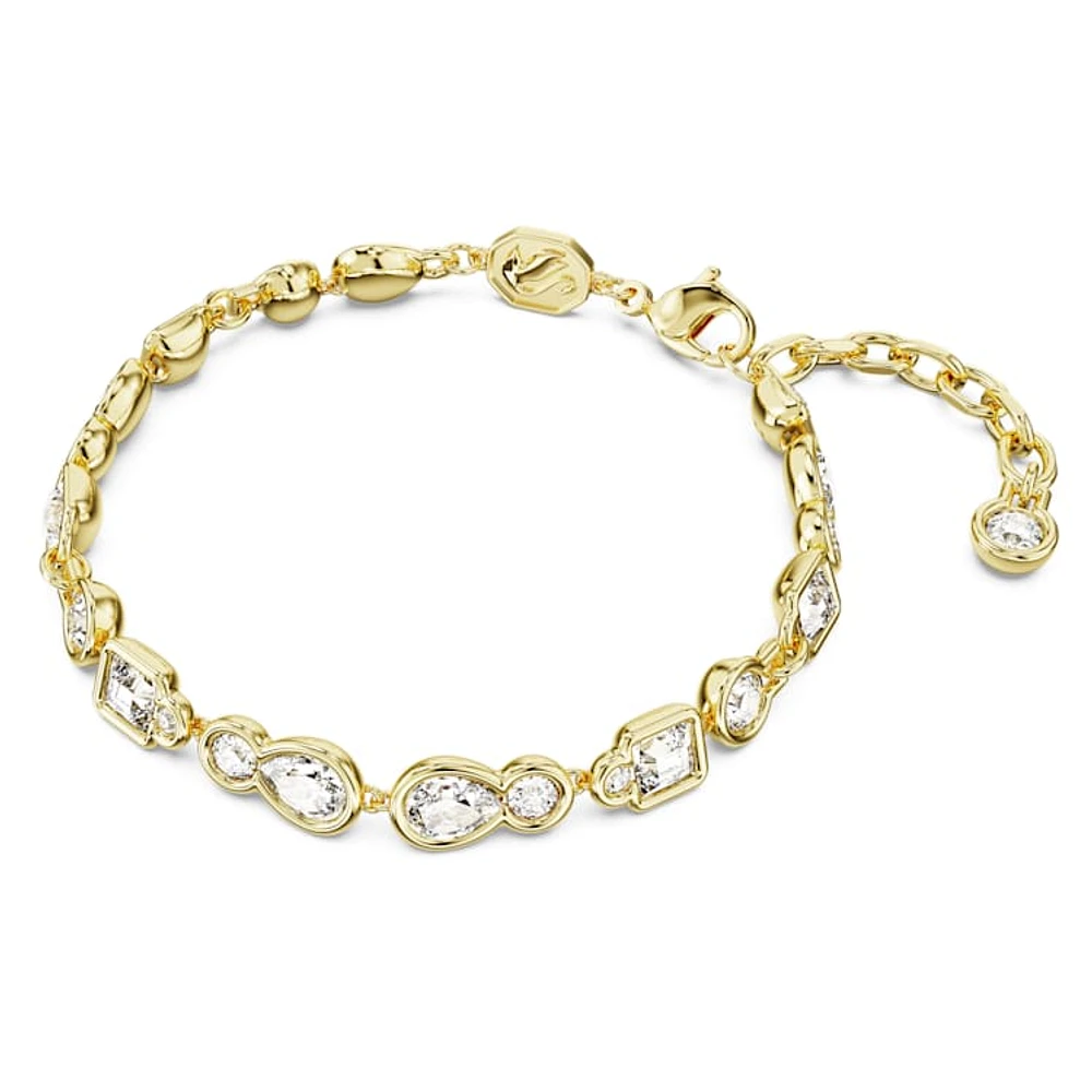 Imber Tennis bracelet, Mixed cuts, White, Gold-tone plated by SWAROVSKI