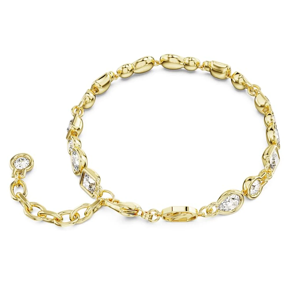 Imber Tennis bracelet, Mixed cuts, White, Gold-tone plated by SWAROVSKI