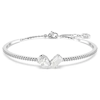 Mesmera bangle, Mixed cuts, White, Rhodium plated by SWAROVSKI