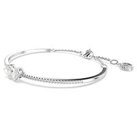 Mesmera bangle, Mixed cuts, White, Rhodium plated by SWAROVSKI