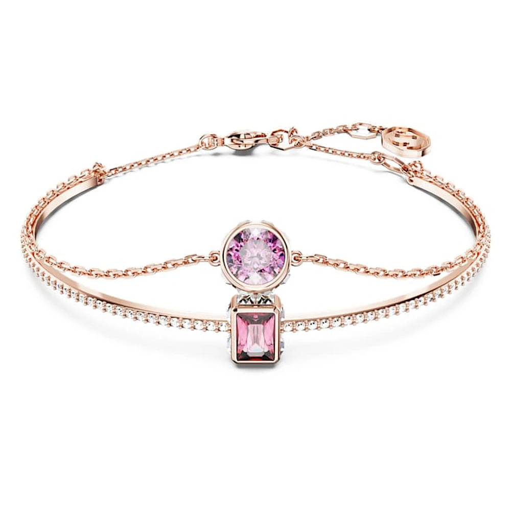 Chroma bangle, Mixed cuts, Pink, Rose gold-tone plated by SWAROVSKI