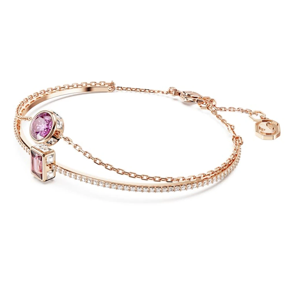 Chroma bangle, Mixed cuts, Pink, Rose gold-tone plated by SWAROVSKI