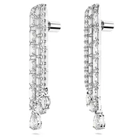 Hyperbola drop earrings, Mixed cuts, White, Rhodium plated by SWAROVSKI