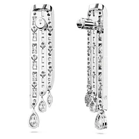 Hyperbola drop earrings, Mixed cuts, White, Rhodium plated by SWAROVSKI