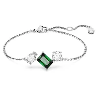 Mesmera bracelet, Mixed cuts, Green, Rhodium plated by SWAROVSKI