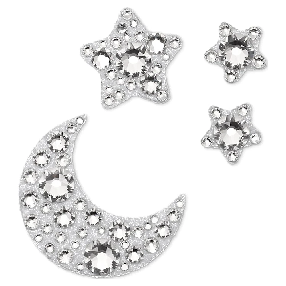 Body jewel, Set (4), Moon and star, White by SWAROVSKI