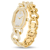 Dextera Chain watch, Swiss Made, Crystal bracelet, Gold tone, Gold-tone finish by SWAROVSKI