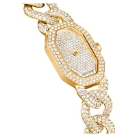 Dextera Chain watch, Swiss Made, Crystal bracelet, Gold tone, Gold-tone finish by SWAROVSKI