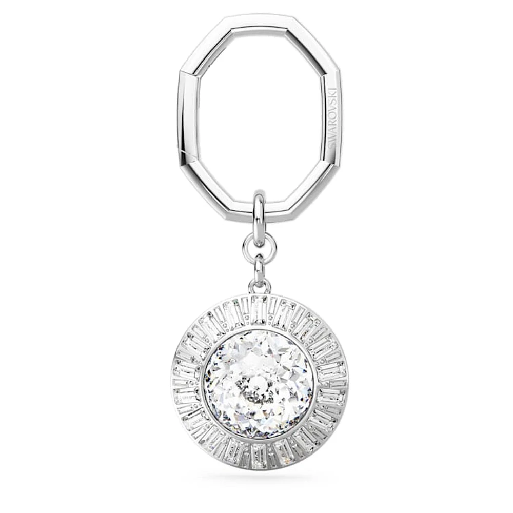 Key ring, Round cut, White, Rhodium plated by SWAROVSKI