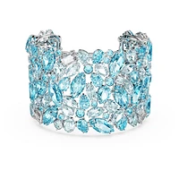 Gema cuff, Mixed cuts, Blue, Rhodium plated by SWAROVSKI