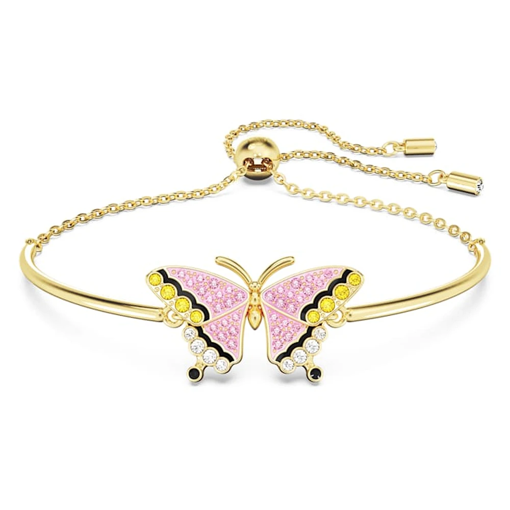 Idyllia bracelet, Butterfly, Multicoloured, Gold-tone plated by SWAROVSKI