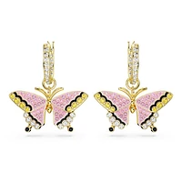 Idyllia drop earrings, Butterfly, Multicoloured, Gold-tone plated by SWAROVSKI