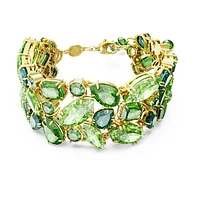 Gema bracelet, Mixed cuts, Green, Gold-tone plated by SWAROVSKI