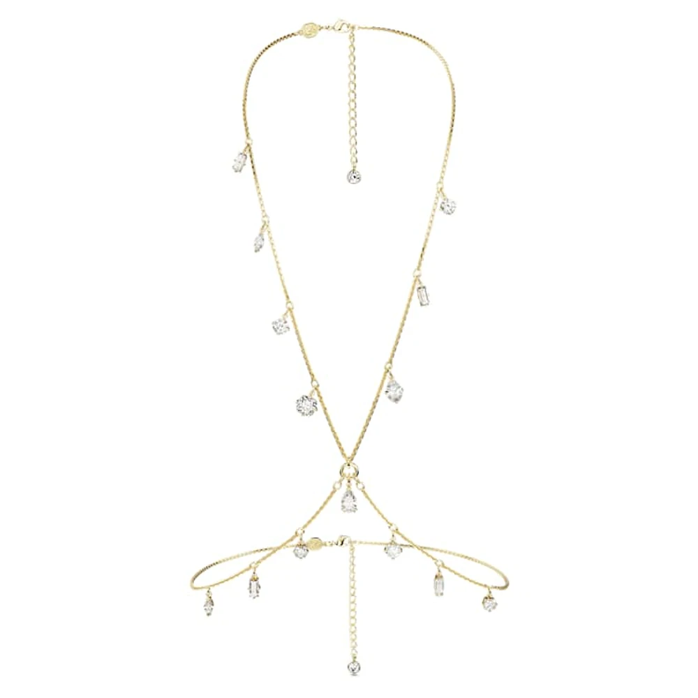 Imber body chain, Mixed cuts, White, Gold-tone plated by SWAROVSKI