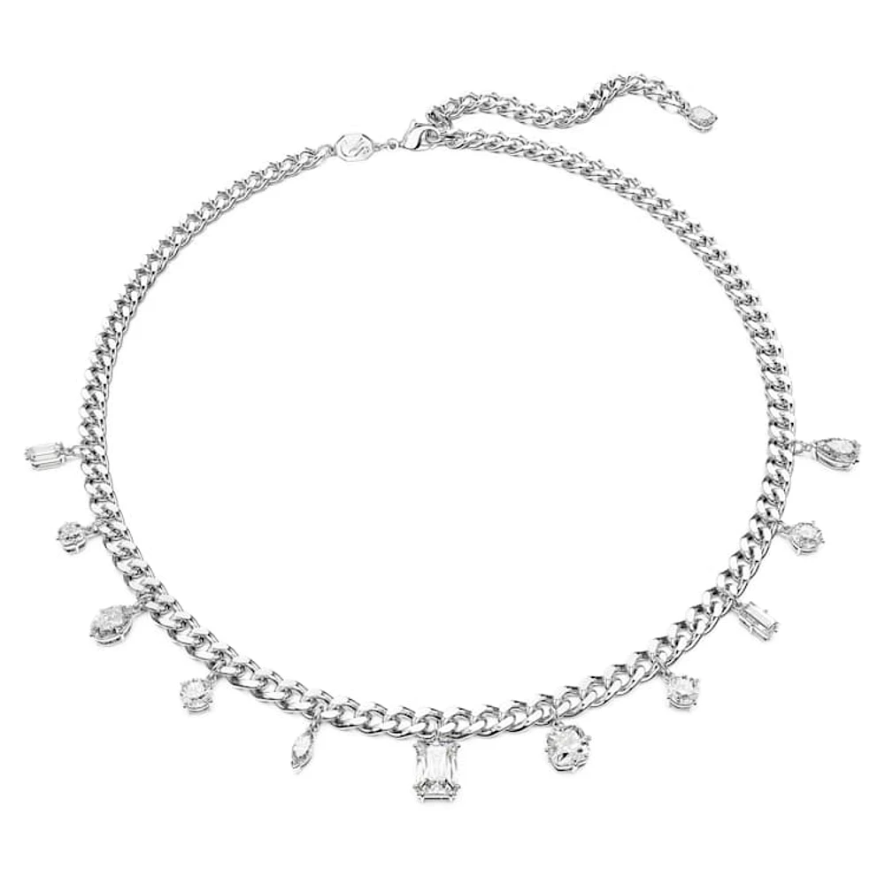 Dextera necklace, White, Rhodium plated by SWAROVSKI