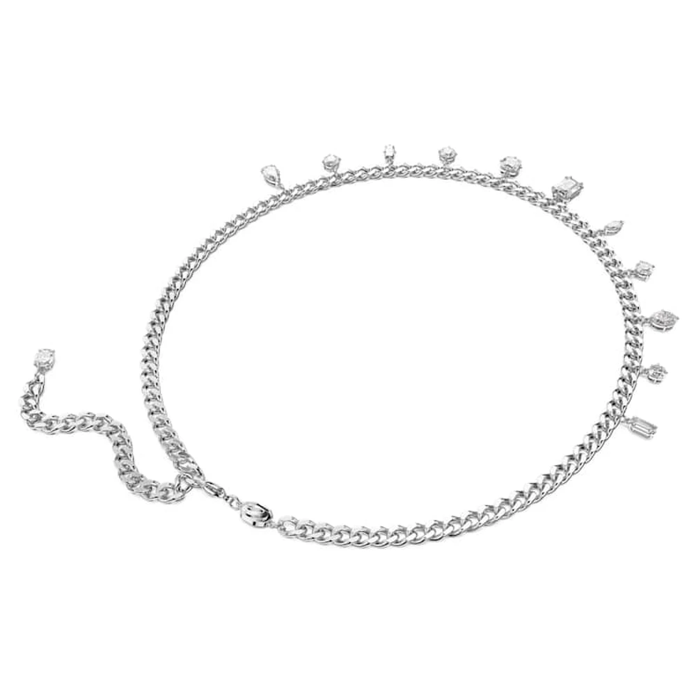 Dextera necklace, White, Rhodium plated by SWAROVSKI