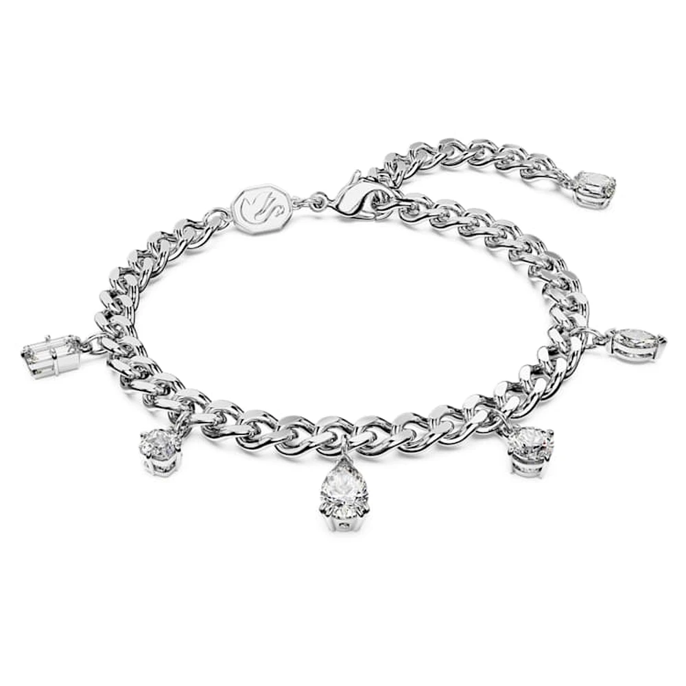 Imber bracelet, Mixed cuts, White, Rhodium plated by SWAROVSKI